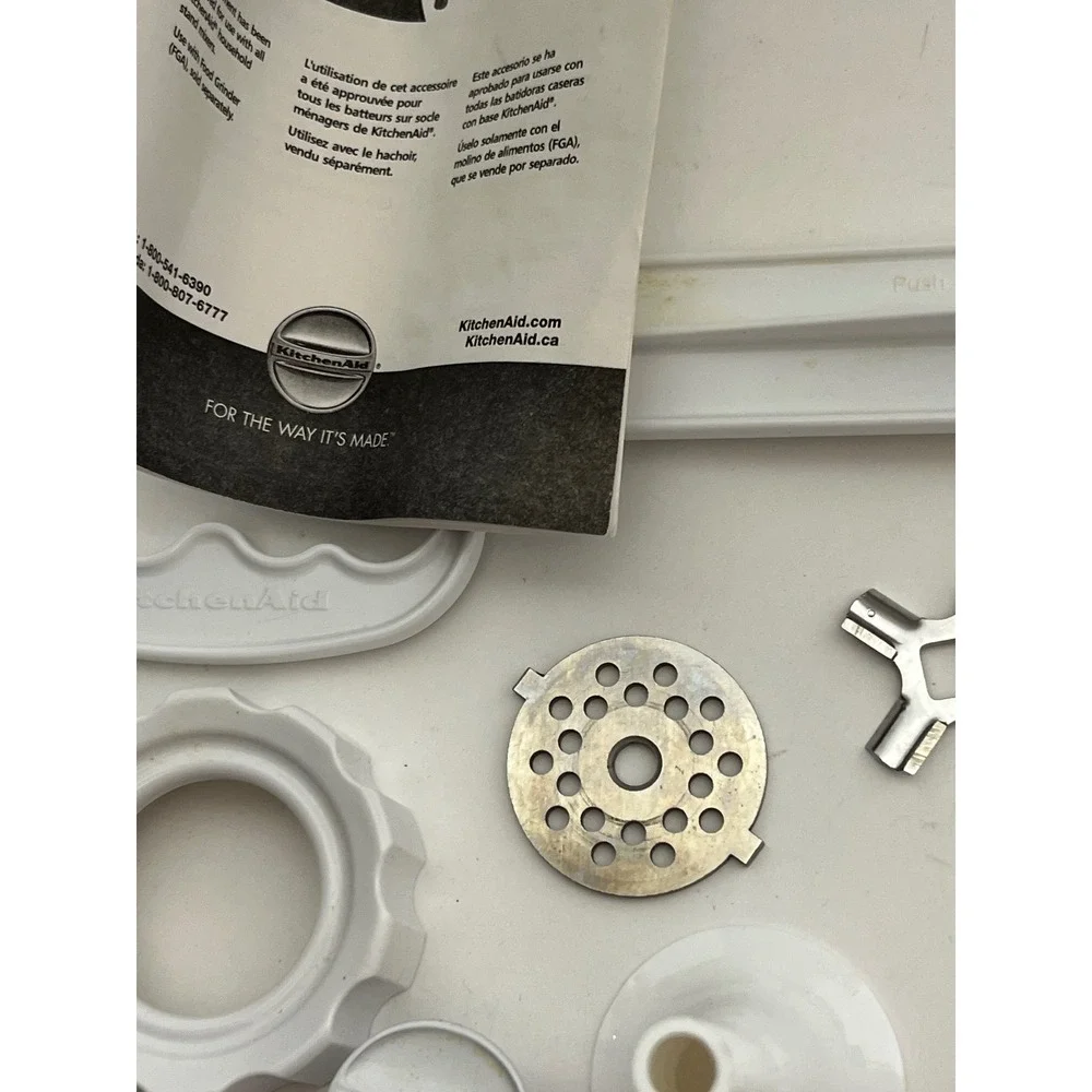 KitchenAid Food Grinder and Sausage Stuffer Attachment Set FGA SSA White Silver